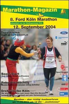 Christel Winkels auf dem Cover des Köln-Marathon-Magazins 2004